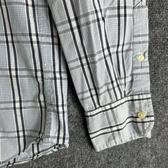 J Crew Shirt Mens Medium Tailored Fit Cotton Button Up  Long Sleeve Blue Plaid - Picture 4 of 7